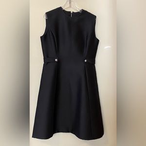 Abe Schrader Vintage 100% wool Classic black dress, rhinestone belt buttons